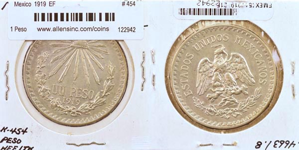 Mexico, United States, 1919 1 Peso, Cat# 454 MAIN