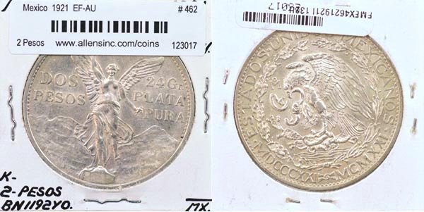 Mexico, United States, 1921 2 Pesos, Cat# 462 MAIN