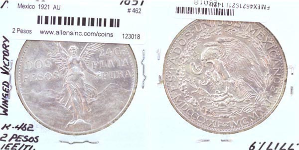 Mexico, United States, 1921 2 Pesos, Cat# 462 MAIN