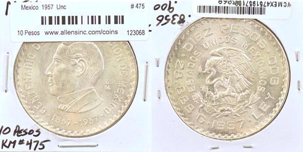Mexico, United States, 1957 10 Pesos, Cat# 475 MAIN