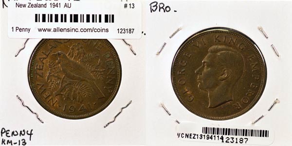New Zealand, 1941 1 Penny, Cat# 13 MAIN