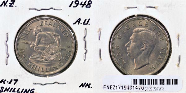 New Zealand, 1948 1 Shilling, Cat# 17 MAIN