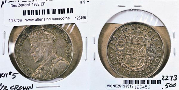 New Zealand, 1935 1/2 Crown, Cat# 5 MAIN