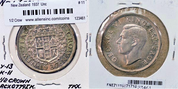 New Zealand, 1937 1/2 Crown, Cat# 11 MAIN