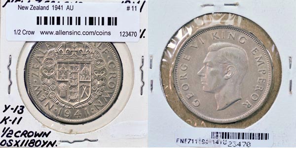 New Zealand, 1941 1/2 Crown, Cat# 11 MAIN