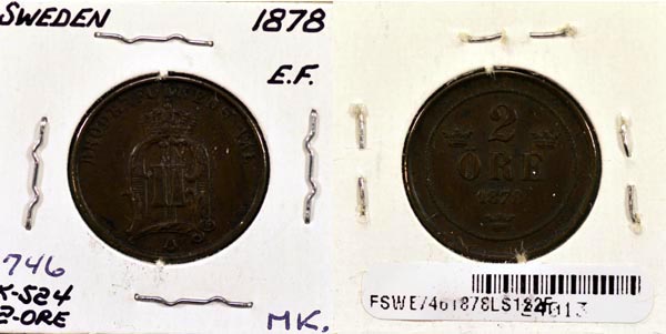 Sweden, 1878 2 Ore, Cat# 746 MAIN