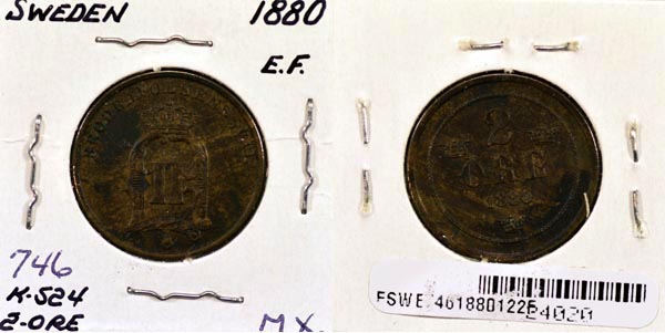 Sweden, 1880 2 Ore, Cat# 746 MAIN