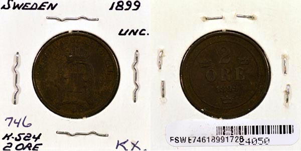 Sweden, 1899 2 Ore, Cat# 746 MAIN