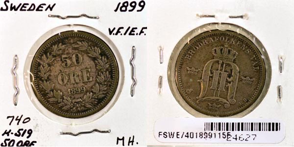 Sweden, 1899 EB 50 Ore, Cat# 740 MAIN