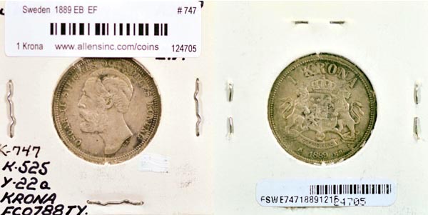 Sweden, 1889 EB 1 Krona, Cat# 747 MAIN