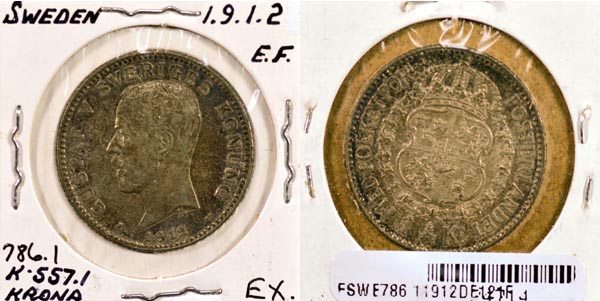 Sweden, 1912 W 1 Krona, Cat# 786.1 MAIN