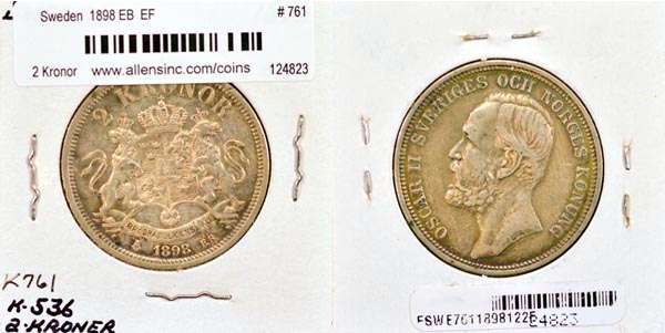 Sweden, 1898 EB 2 Kronor, Cat# 761 MAIN