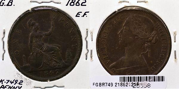 Great Britain, 1862 1 Penny, Cat# 749.2 MAIN
