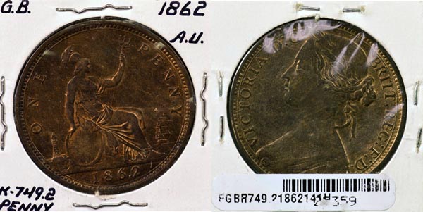 Great Britain, 1862 1 Penny, Cat# 749.2 MAIN