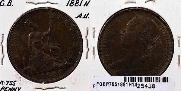 Great Britain, 1881 H 1 Penny, Cat# 755 MAIN