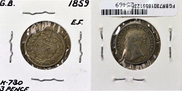 Great Britain, 1859 3 Pence, Cat# 730 MAIN