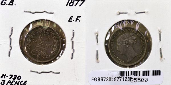 Great Britain, 1877 3 Pence, Cat# 730 MAIN