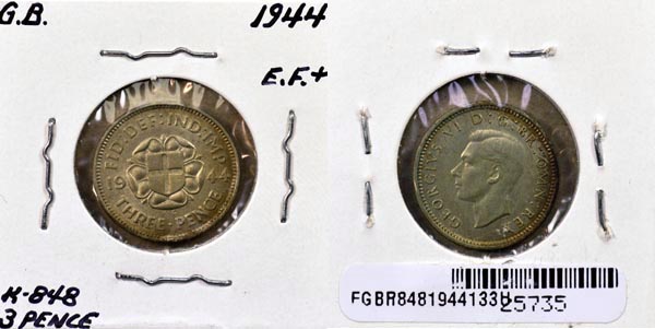 Great Britain, 1944 3 Pence, Cat# 848 MAIN