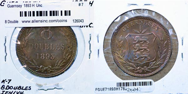 Guernsey, 1893 H 8 Doubles, Cat# 7 MAIN