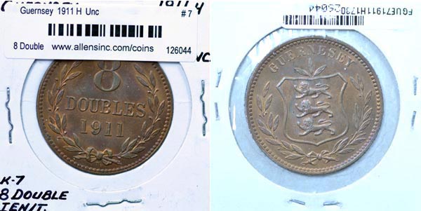 Guernsey, 1911 H 8 Doubles, Cat# 7 MAIN