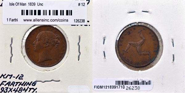 Isle Of Man, 1839 1 Farthing, Cat# 12 MAIN