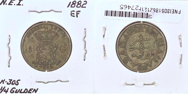 Netherlands East Indies, 1882 1/4 Gulden, Cat# 305 MAIN
