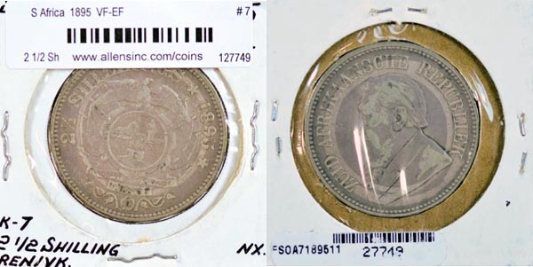 South Africa, 1895 2 1/2 Shillings, Cat# 7 MAIN