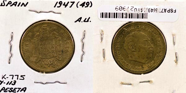 Spain, 1947 (49) 1 Peseta, Cat# 775 MAIN