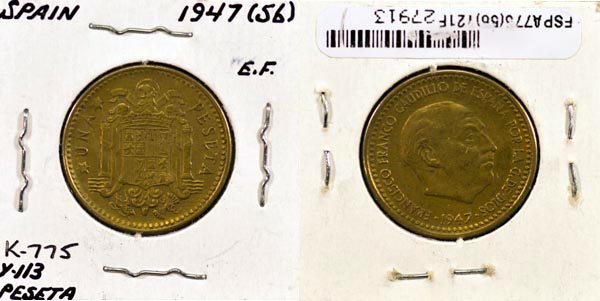 Spain, 1947 (56) 1 Peseta, Cat# 775 MAIN