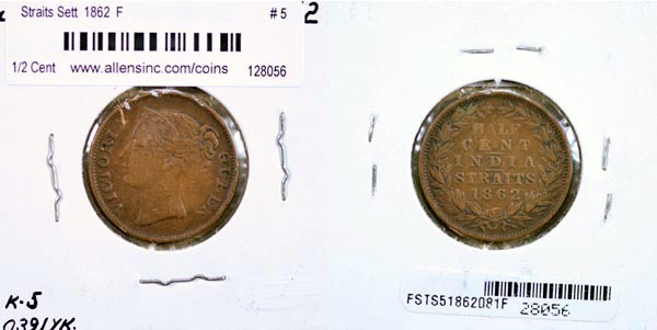 Straits Settlements, 1862 1/2 Cent, Cat# 5 MAIN
