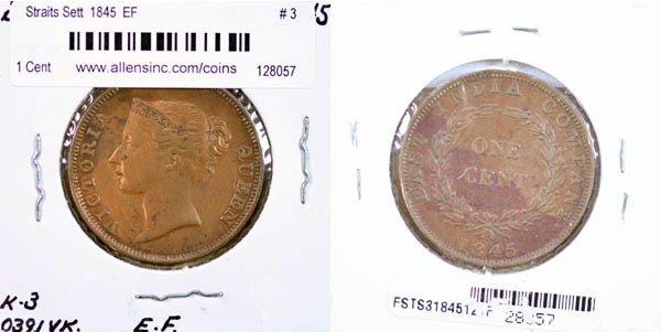 Straits Settlements, 1845 1 Cent, Cat# 3 MAIN