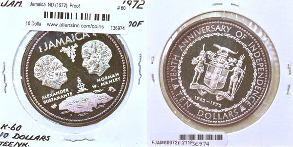 Jamaica, ND (1972) 10 Dollars, Cat# 60 MAIN