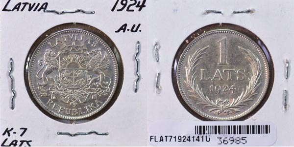 Latvia, 1924 1 Lats, Cat# 7 MAIN