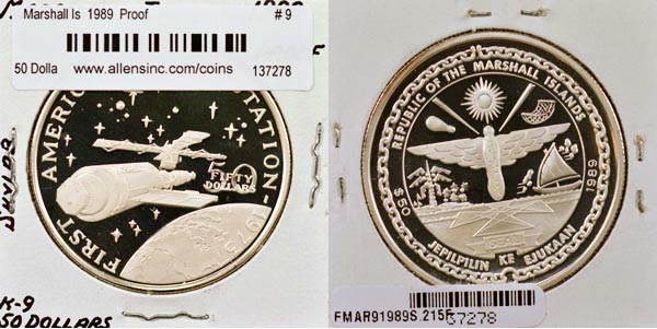 Marshall Islands, 1989 50 Dollars, Cat# 9 MAIN