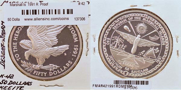 Marshall Islands, 1991 R 50 Dollars, Cat# 42 MAIN
