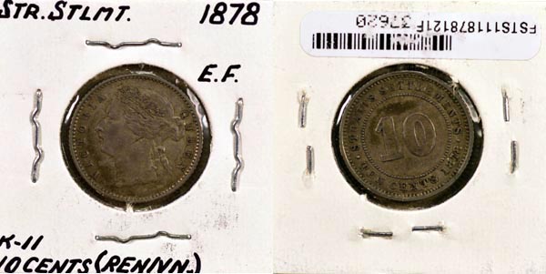 Straits Settlements, 1878 10 Cents, Cat# 11 MAIN