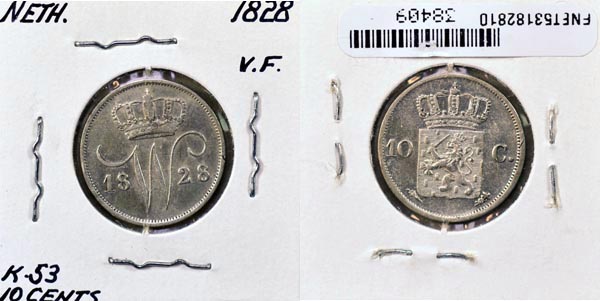 Netherlands, 1828 10 Cents, Cat# 53 MAIN