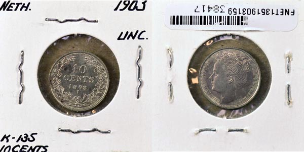 Netherlands, 1903 10 Cents, Cat# 135 MAIN