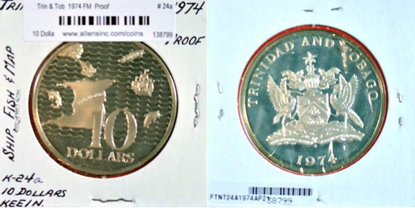 Trinidad & Tobago, 1974 FM 10 Dollars, Cat# 24a MAIN