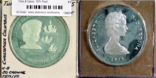 Turks & Caicos Islands, 1975 20 Crowns, Cat# 8 MAIN