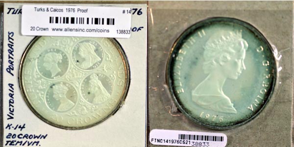 Turks & Caicos Islands, 1976 20 Crowns, Cat# 14 MAIN
