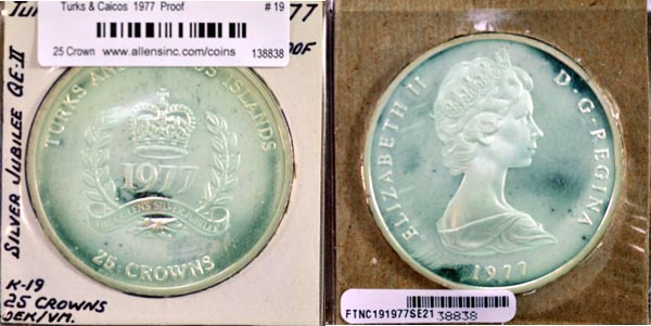 Turks & Caicos Islands, 1977 25 Crowns, Cat# 19 MAIN