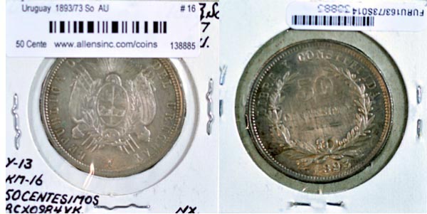 Uruguay, 1893/73 So 50 Centesimos, Cat# 16 MAIN