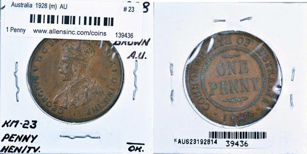 Australia, 1928 (m) 1 Penny, Cat# 23 MAIN