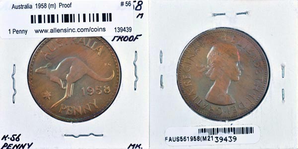 Australia, 1958 (m) 1 Penny, Cat# 56 MAIN