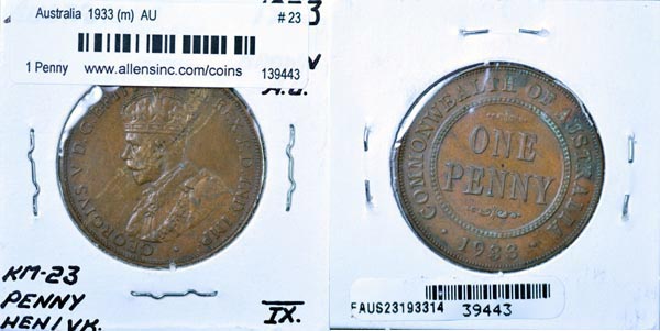 Australia, 1933 (m) 1 Penny, Cat# 23 MAIN