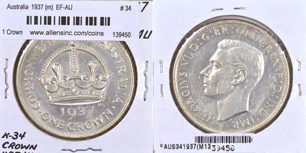Australia, 1937 (m) 1 Crown, Cat# 34 MAIN