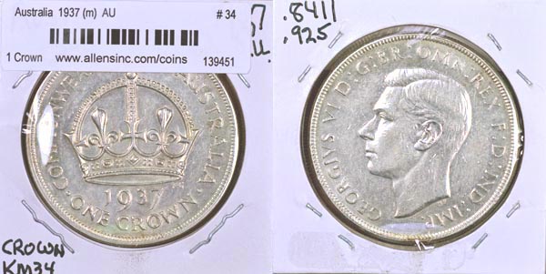 Australia, 1937 (m) 1 Crown, Cat# 34 MAIN