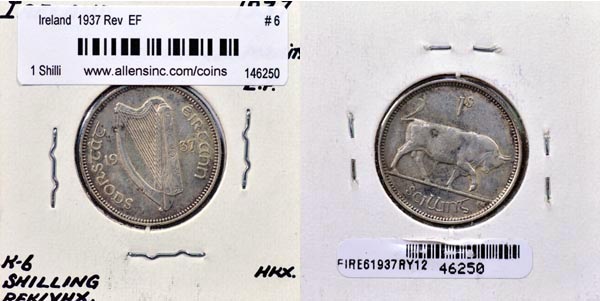 Ireland, 1937 Re 1 Shilling, Cat# 6 MAIN