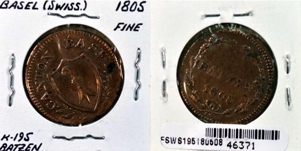 Swiss States, Basel, 1805 1 Batzen, Cat# 195 MAIN